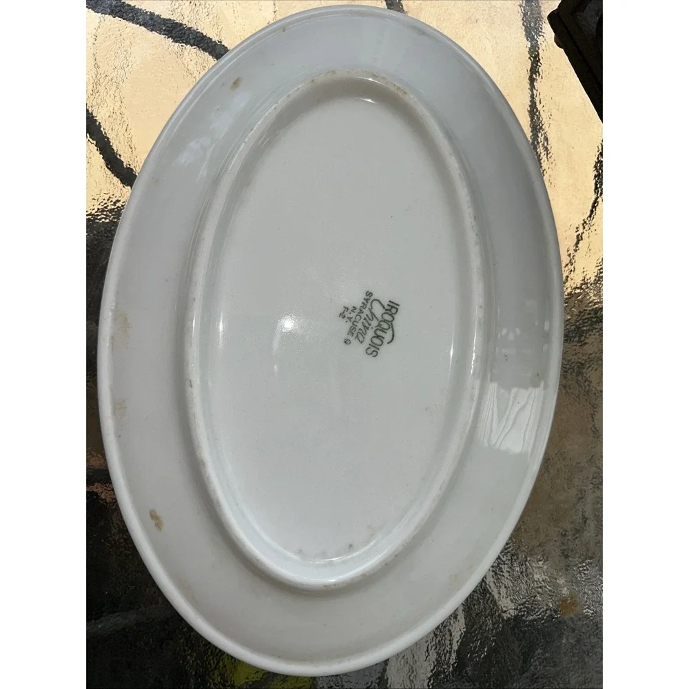 Vintage IROQUOIS China Burgundy Floral Scrolls OVAL Platter Restaurant Ware
